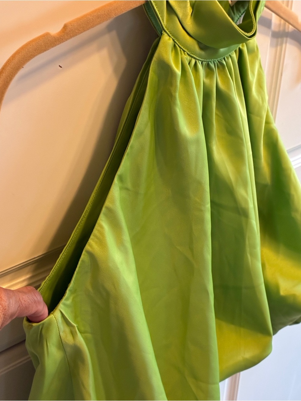 Fashion Nova lime green Gemma Satin Halter Top, Size: XS - Picture 3 of 10